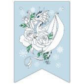White Winter Dragon Snowflakes Blue Wimpelkette (Erste Fahne)
