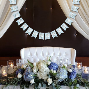 White Winter Dragon Snowflakes Blue Wimpelkette