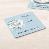 White Winter Dragon Wedding Rechteckiger Pappuntersetzer (angewinkelt)