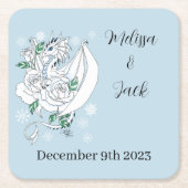 White Winter Dragon Wedding Rechteckiger Pappuntersetzer (Vorderseite)