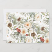 White Winter Floral Let's Party Engagement Einladung (Rückseite)