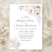 White Winter Floral Wedding Einladung