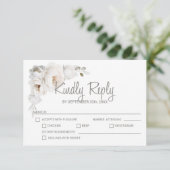 White Winter Floral Wedding RSVP Karte (Stehend Vorderseite)
