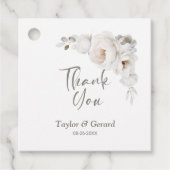 White Winter Floral Wedding Vielen Dank Geschenkanhänger (Vorderseite)