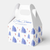 White Winter Ice Blue Trees Holly Berry Weihnachte Geschenkschachtel (Rückseite)
