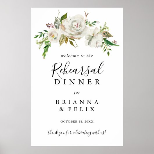 White Winter Peak Probe Dinner Willkommenszeichen Poster (Vorne)