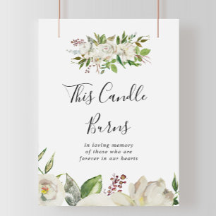White Winter Peony Floral Diese Kerze Burns Zeiche Poster