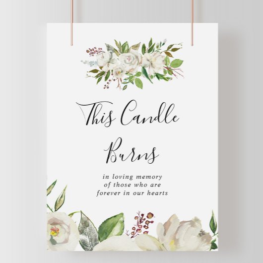 White Winter Peony Floral Diese Kerze Burns Zeiche Poster