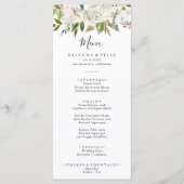 White Winter Peony Floral Dinner Menükarte (Vorderseite)