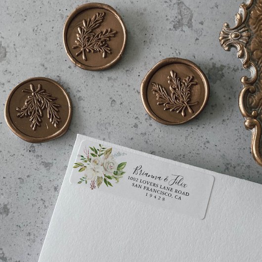 White Winter Peony Floral Rücksendeadresse