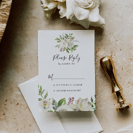White Winter Peony Floral UAWG RSVP Karte