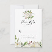 White Winter Peony Floral UAWG RSVP Karte (Vorderseite)