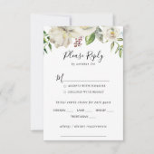 White Winter Peony Floral Wedding Menü UAWG RSVP Karte (Vorderseite)