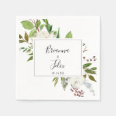 White Winter Peony Floral Wedding Napkin Serviette (Vorderseite)