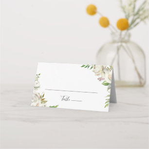 White Winter Peony Floral Wedding Platzkarte