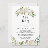 White Winter Peony I Do GRILLEN Engagement Party Einladung (Vorderseite)