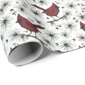 White Winter Red Kardinal Pattern Geschenkpapier (Rolleneckpunkt)