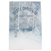 White Winter Romantic Snowy Woods Mittlere Geschenktüte (Rückseite)