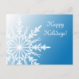 White Winter Snowflake auf Blue Happy Holidays Feiertagspostkarte