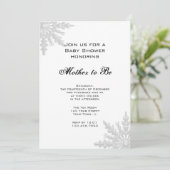 White Winter Snowflake Babydusche Einladung (Stehend Vorderseite)