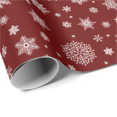 White Winter Snowflake Crimson Red Geschenkpapier (Rolleneckpunkt)