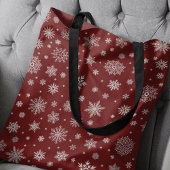 White Winter Snowflake Crimson Red Tasche