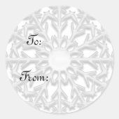 White Winter Snowflake-Geschenk-Tag Runder Aufkleber (Vorderseite)