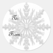 White Winter Snowflake Geschenketiketten Runder Aufkleber (Vorderseite)