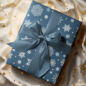 White Winter Snowflake Navy Blue Geschenkpapier