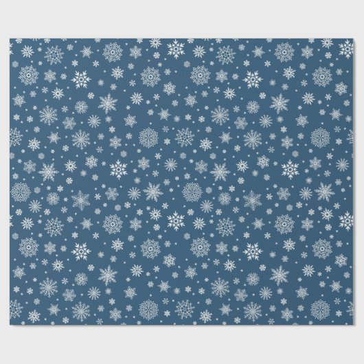 White Winter Snowflake Navy Blue Geschenkpapier (Flach)