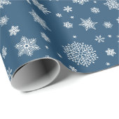 White Winter Snowflake Navy Blue Geschenkpapier (Rolleneckpunkt)