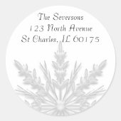 White Winter Snowflake Rücksendeadresse Runder Aufkleber (Vorderseite)