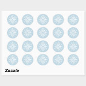 White Winter Snowflakes Blue Runder Aufkleber (Blatt)