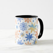 White Winter Snowflakes Watercolor Pattern Tasse (VorderseiteRechts)