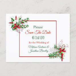White Winter Wedding Save the Date Postcard Ankündigungspostkarte