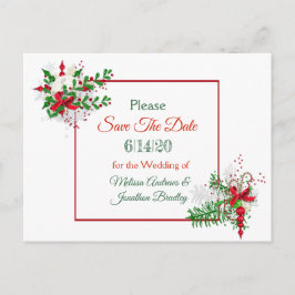 White Winter Wedding Save the Date Postcard Ankündigungspostkarte