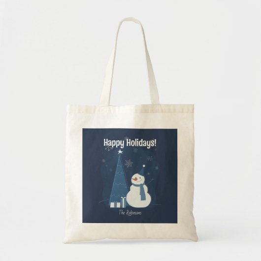 White Winter Weihnachtsgeschenk Ideen Vintag Blue Tragetasche (Vorne)