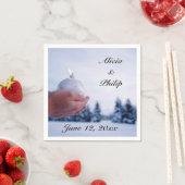 White Winter Weihnachtskerzen Scene Paper Napkins Serviette (Beispiel)