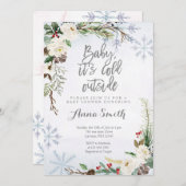 White Winter Weihnachtsschneeflocken Babydusche Einladung (Vorne/Hinten)