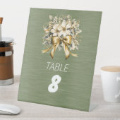 White Winterberry Green Leaf Gold Ribbon Sockelschild (In Situ)