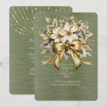 White Winterberry Green Leaf Gold Ribbon Weihnacht