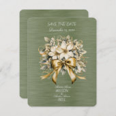 White Winterberry Green Leaf Gold Ribbon Weihnacht RSVP Karte (Vorne/Hinten)