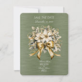 White Winterberry Green Leaf Gold Ribbon Weihnacht RSVP Karte (Vorderseite)