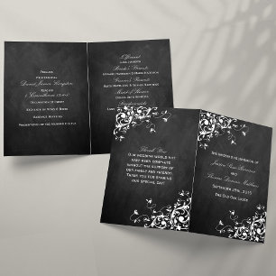 White Wirbel auf Chalkboard Hochzeit Bi-Falten Pro