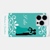 White Wirbel Bride Groom Aquamarin Elegante Hochze Case-Mate iPhone Hülle (Rückseite (Horizontal))