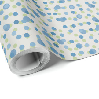 white with blue and green dots geschenkpapier