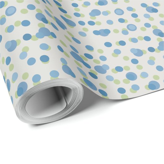 white with blue and green dots geschenkpapier (Rolleneckpunkt)