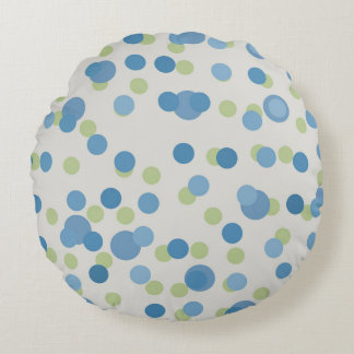 white with blue and green dots rundes kissen