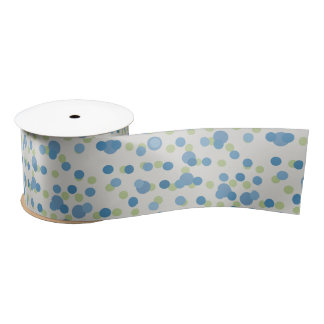 white with blue and green dots satinband