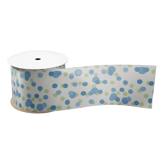 white with blue and green dots satinband (Spule)